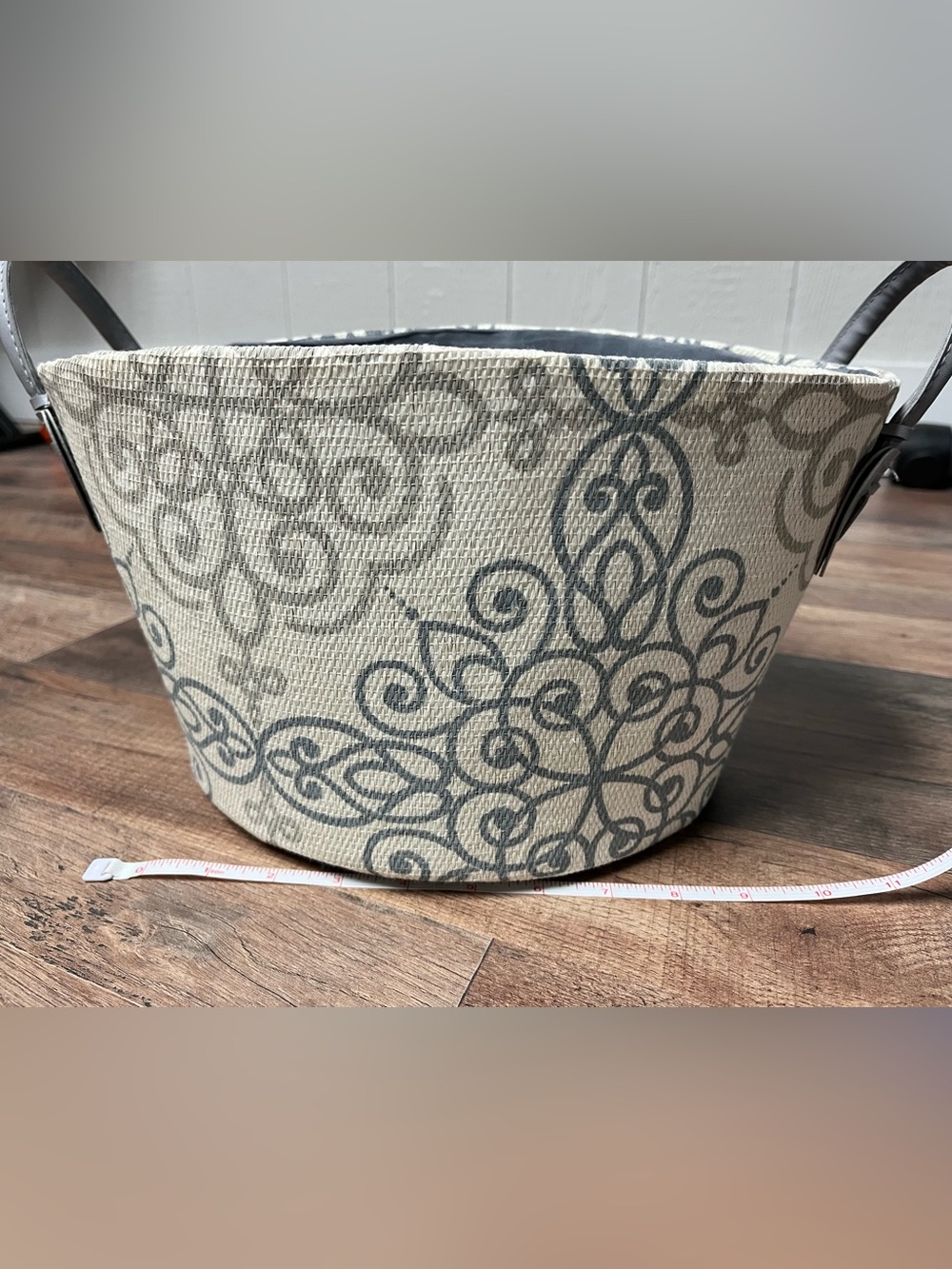 Neutral Cream and Gray Decorative Fabric Storage Basket